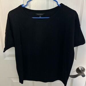 Banana Republic 100% Merino Wool Short Sleeve Sweater - Black